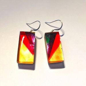 Polymer abstract rectangle earrings